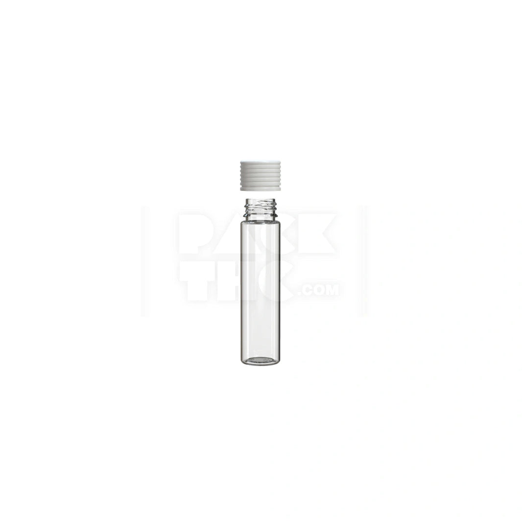 image 95MM SPIRAL CR TUBE WITH INTEGRATED LINER & TAMPER EVIDENT BREAK-OFF BAND (CLEAR NATURAL TUBE WITH OPAQUE WHITE CLOSURE) - (300 count) Pack THC