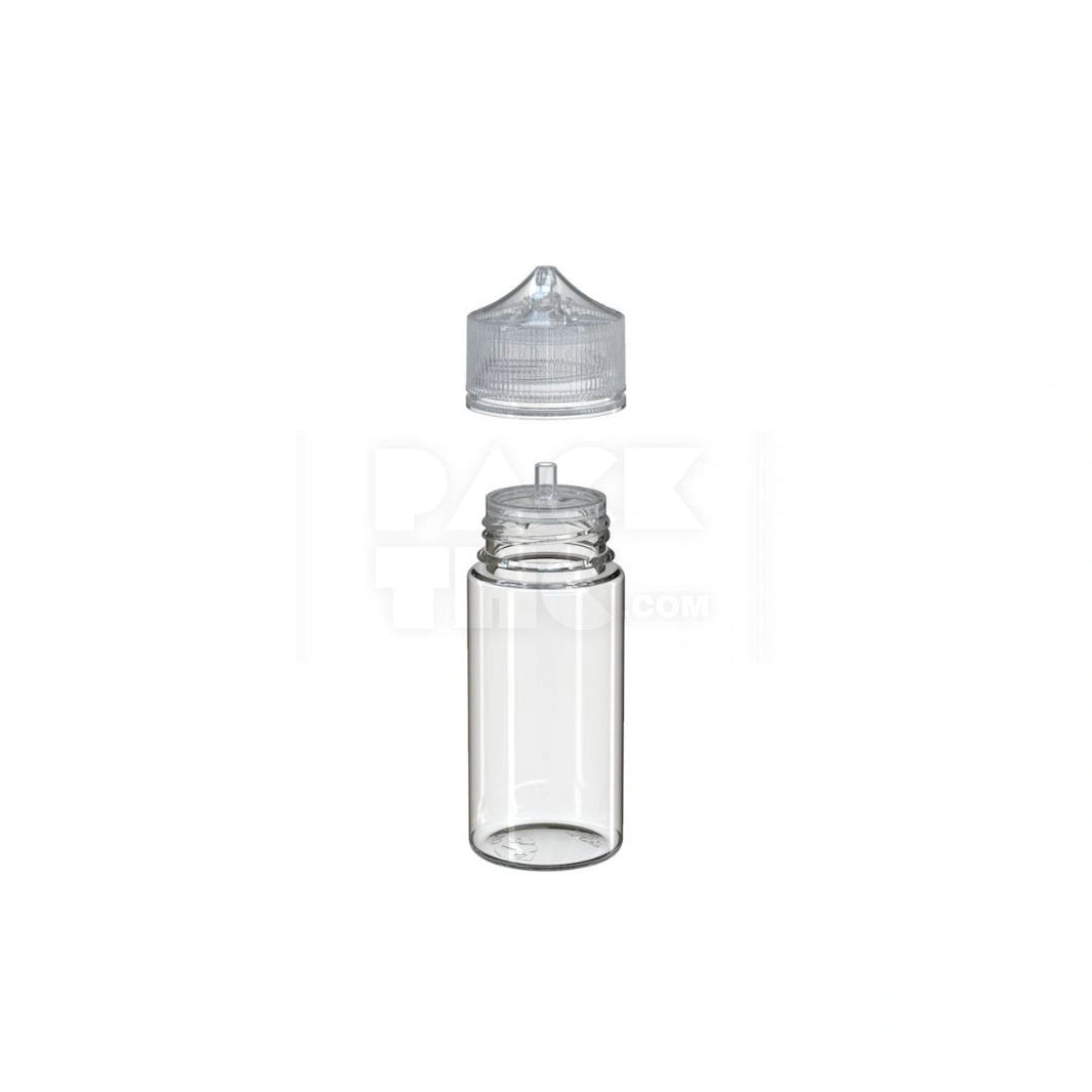 image 100ML PET REDUCER UNICORN BOTTLE WITH TAMPER EVIDENT BREAK-OFF BAND (CLEAR NATURAL BOTTLE WITH CLEAR NATURAL CLOSURE) - (400 count) Pack THC