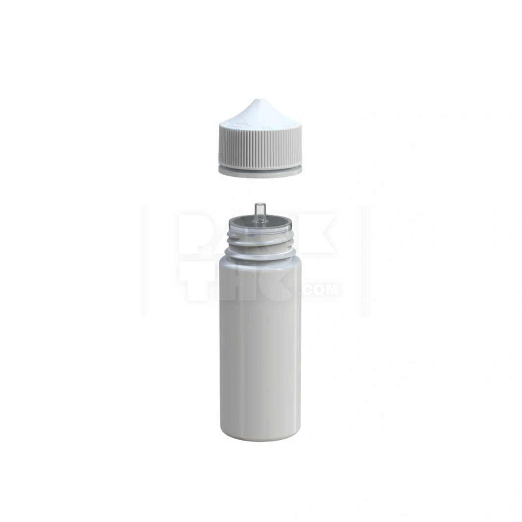 image 120ML PET REDUCER UNICORN BOTTLE WITH TAMPER EVIDENT BREAK-OFF BAND (OPAQUE WHITE BOTTLE WITH OPAQUE WHITE CLOSURE) - (400 count) Pack THC