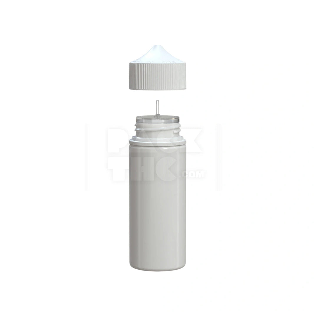 image 120ML V3 PET UNICORN BOTTLE WITH CR & TAMPER EVIDENT BREAK-OFF BAND (OPAQUE WHITE BOTTLE WITH OPAQUE WHITE CLOSURE) - (400 count) Pack THC