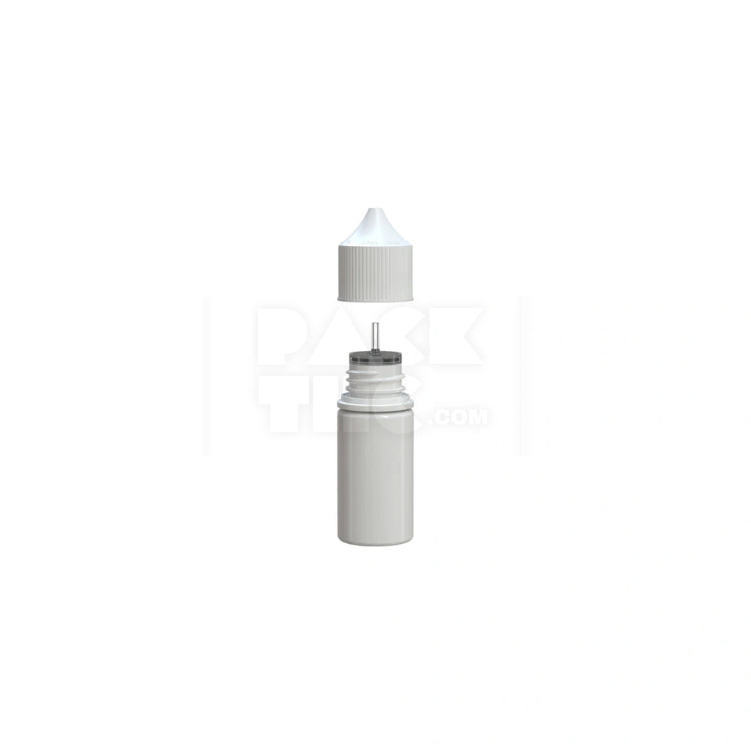 image 30ML STUBBY PET UNICORN BOTTLE WITH CR & TAMPER EVIDENT BREAK-OFF BAND (OPAQUE WHITE BOTTLE WITH OPAQUE WHITE CLOSURE) - (1000 count) Pack THC