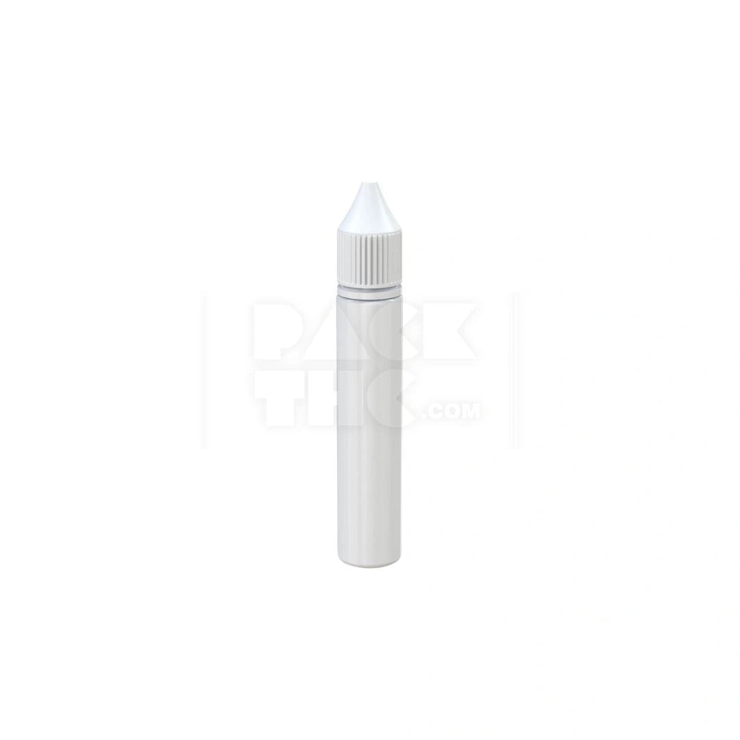 30ML STUBBY PET REDUCER UNICORN BOTTLE WITH TAMPER EVIDENT BREAK-OFF BAND (OPAQUE WHITE BOTTLE WITH OPAQUE WHITE CLOSURE) - (1000 count) Pack THC
