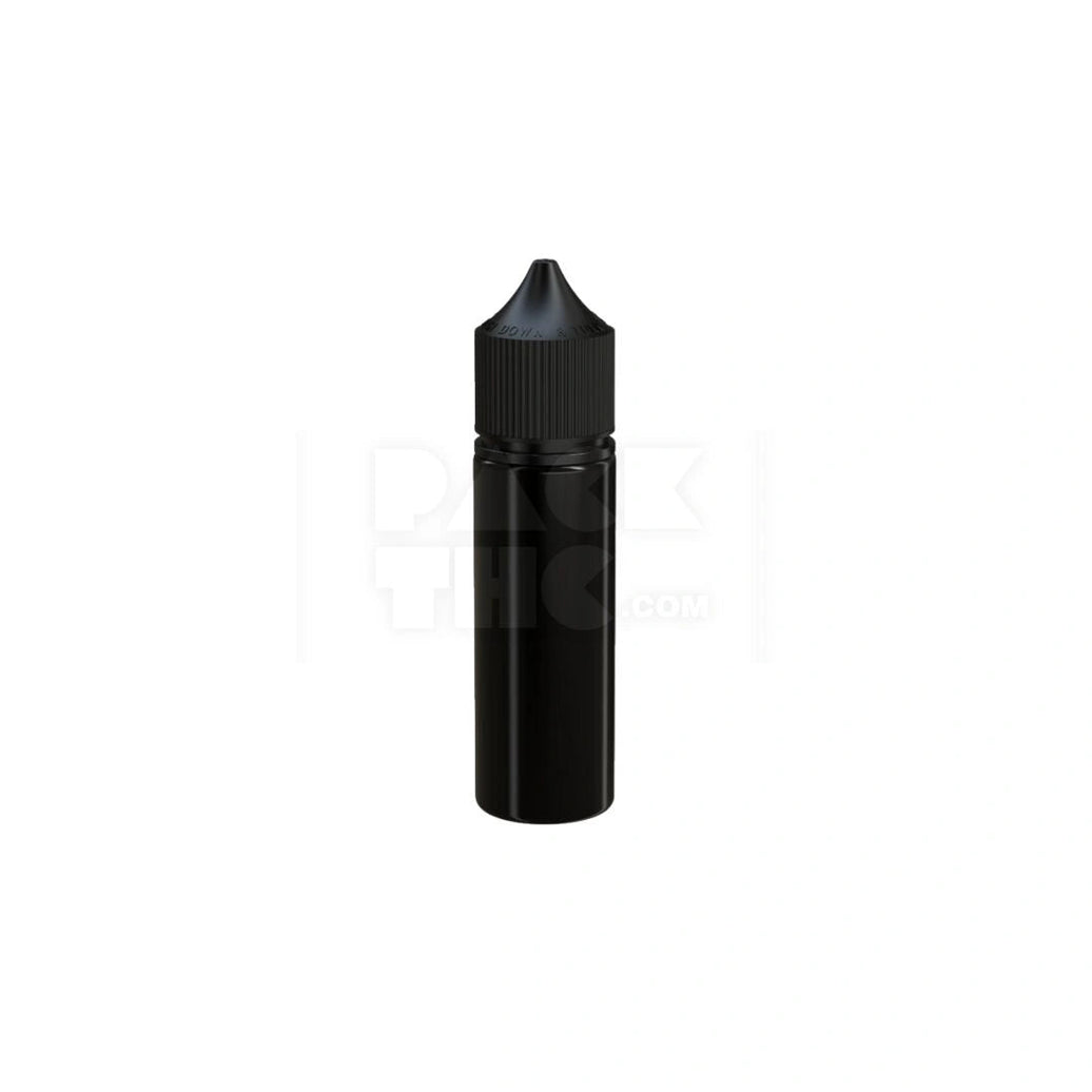 50ML PET REDUCER UNICORN BOTTLE WITH TAMPER EVIDENT BREAK-OFF BAND (OPAQUE BLACK BOTTLE WITH OPAQUE BLACK CLOSURE) - (500 count) Pack THC