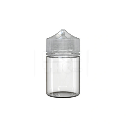 60ML STUBBY PET UNICORN BOTTLE WITH CR & TAMPER EVIDENT BREAK-OFF BAND (CLEAR NATURAL BOTTLE WITH CLEAR NATURAL CLOSURE) - (500 count) Pack THC