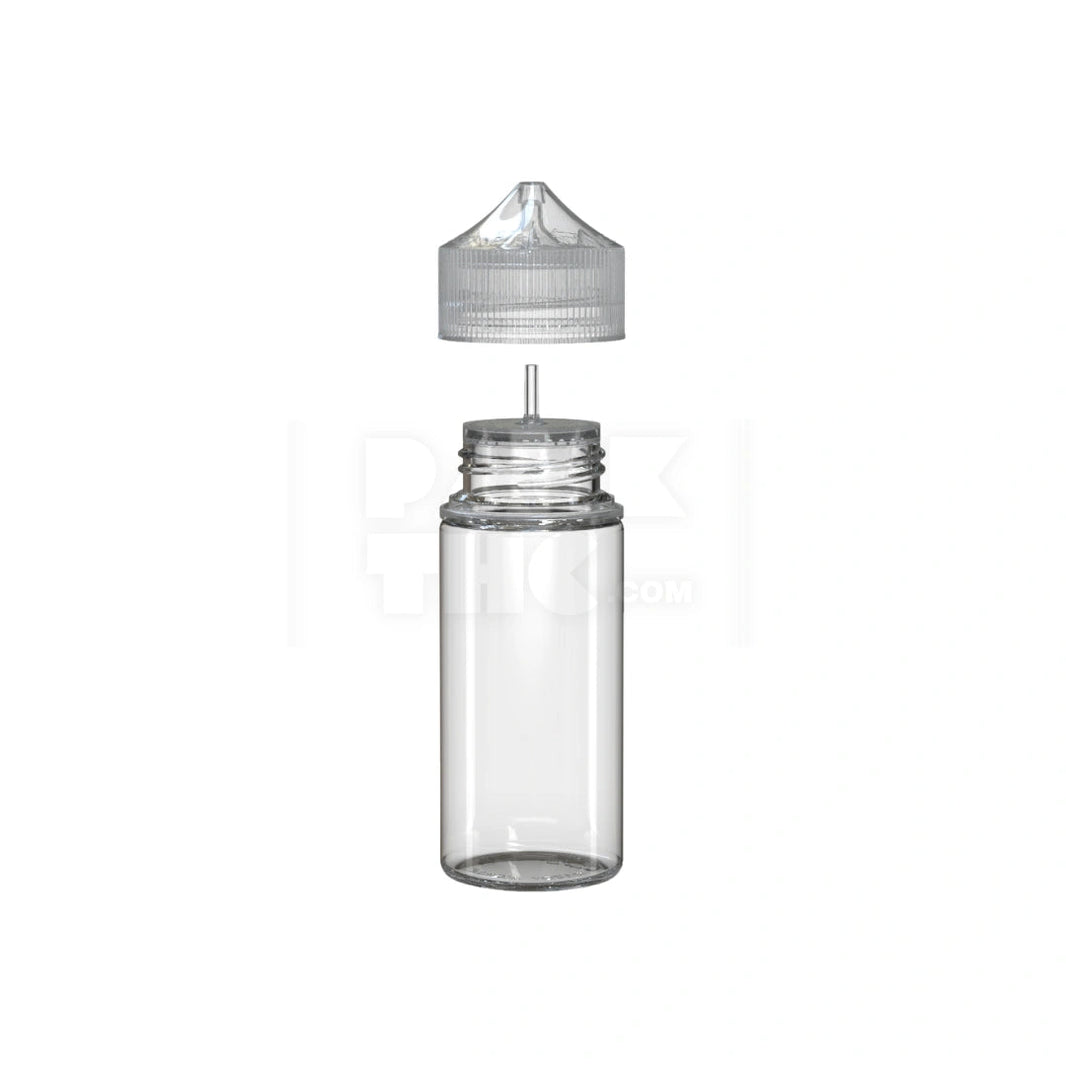 image 75ML MINI PET UNICORN BOTTLE WITH TAMPER EVIDENT BREAK-OFF BAND (CLEAR NATURAL BOTTLE WITH CLEAR NATURAL CLOSURE) - (400 count) Pack THC