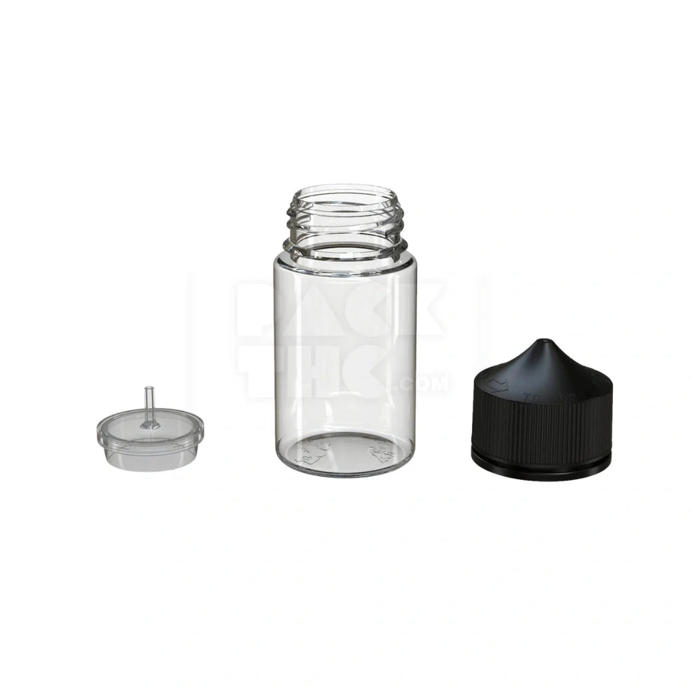 75ml stubby pet unicorn bottle cr clear natural black cap 500 count