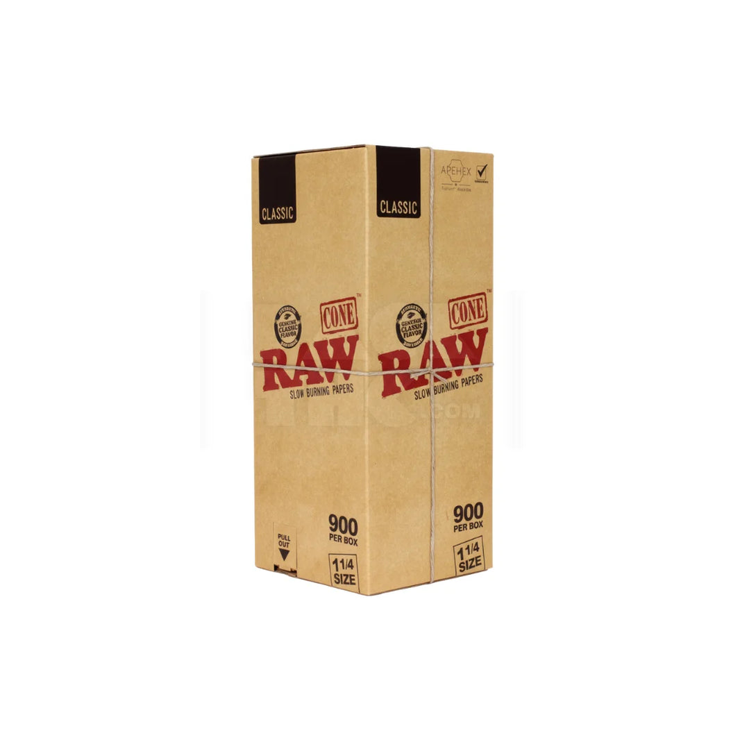 1 1/4 White RAW Classic Paper Cones | Pre-Rolled – Bulk Case (900 Count)