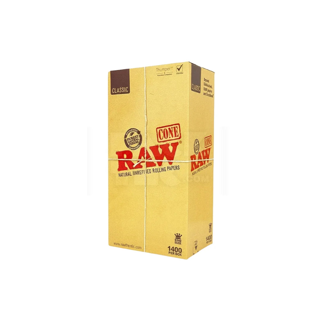 King Size White RAW Classic Paper Cones | Pre-Rolled – Bulk Case (1400 Count)