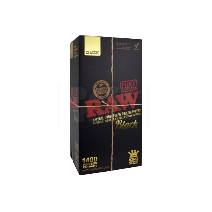 King Size Black RAW Classic Paper Cones | Pre-Rolled – Bulk Case (1400 Count)