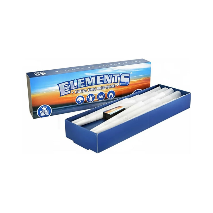 King Size White Elements Rice Paper Cones | Pre-Rolled – Bulk Case (800 Count)