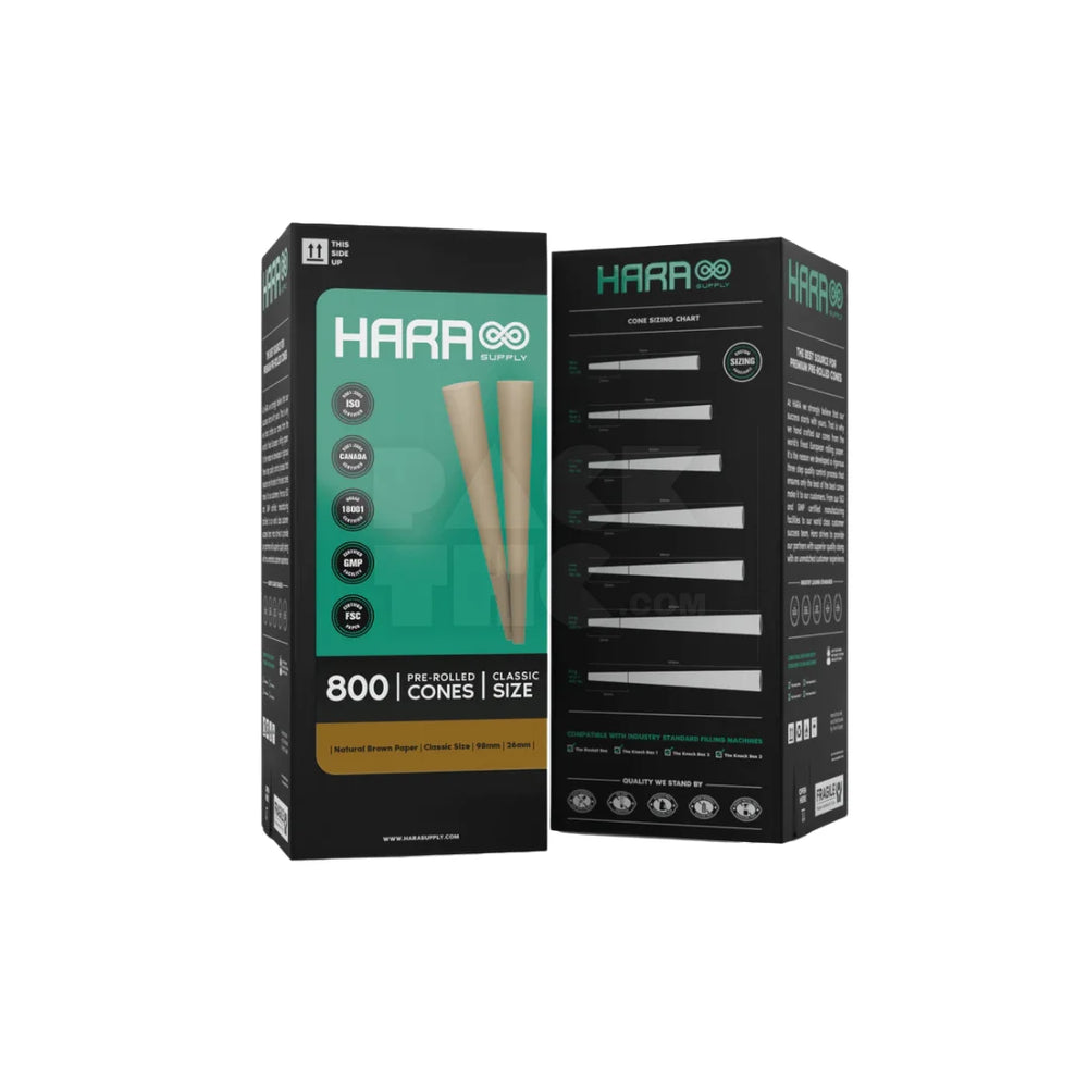 98mm Brown Hara Supply Paper Cones | Pre-Rolled – Bulk Case (800 Count)