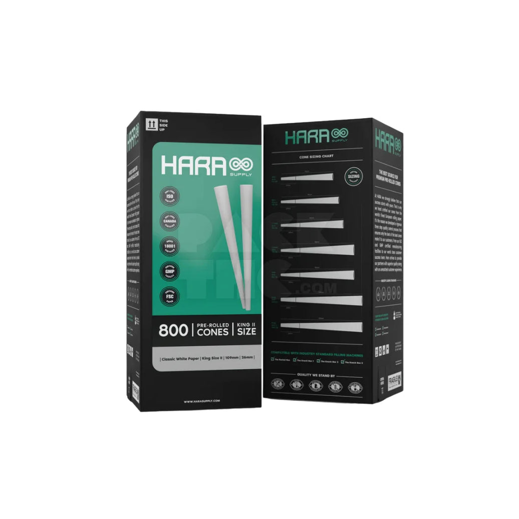 King Size White Hara Supply Paper Cones | Pre-Rolled – Bulk Case (800 Count)