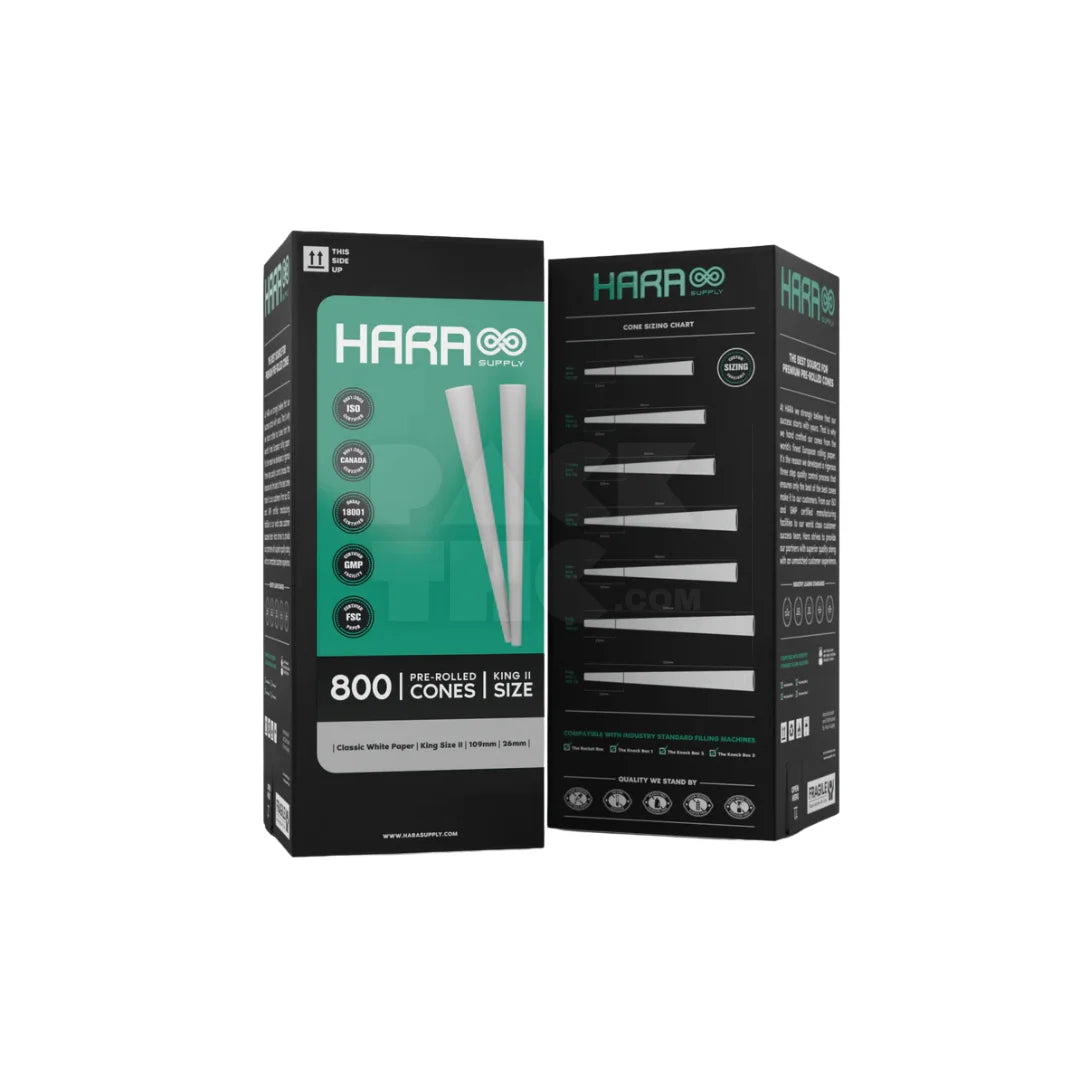 King Size White Hara Supply Paper Cones | Pre-Rolled – Bulk Case (800 Count)