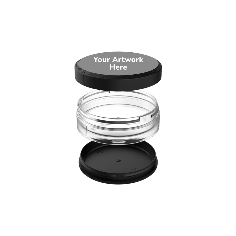 dual compartment pouch container gloss clear black lid