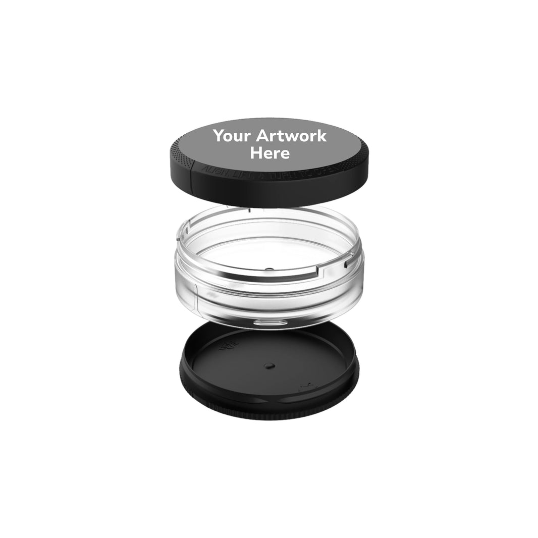 image dual compartment pouch container gloss clear black lid