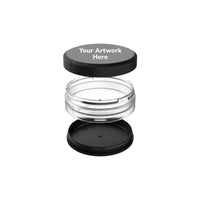 dual compartment pouch container gloss clear black lid