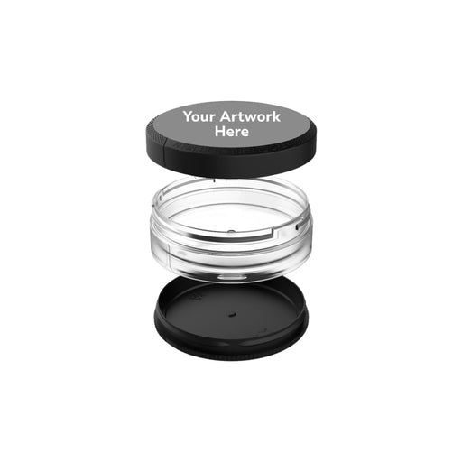 dual compartment pouch container gloss clear black lid