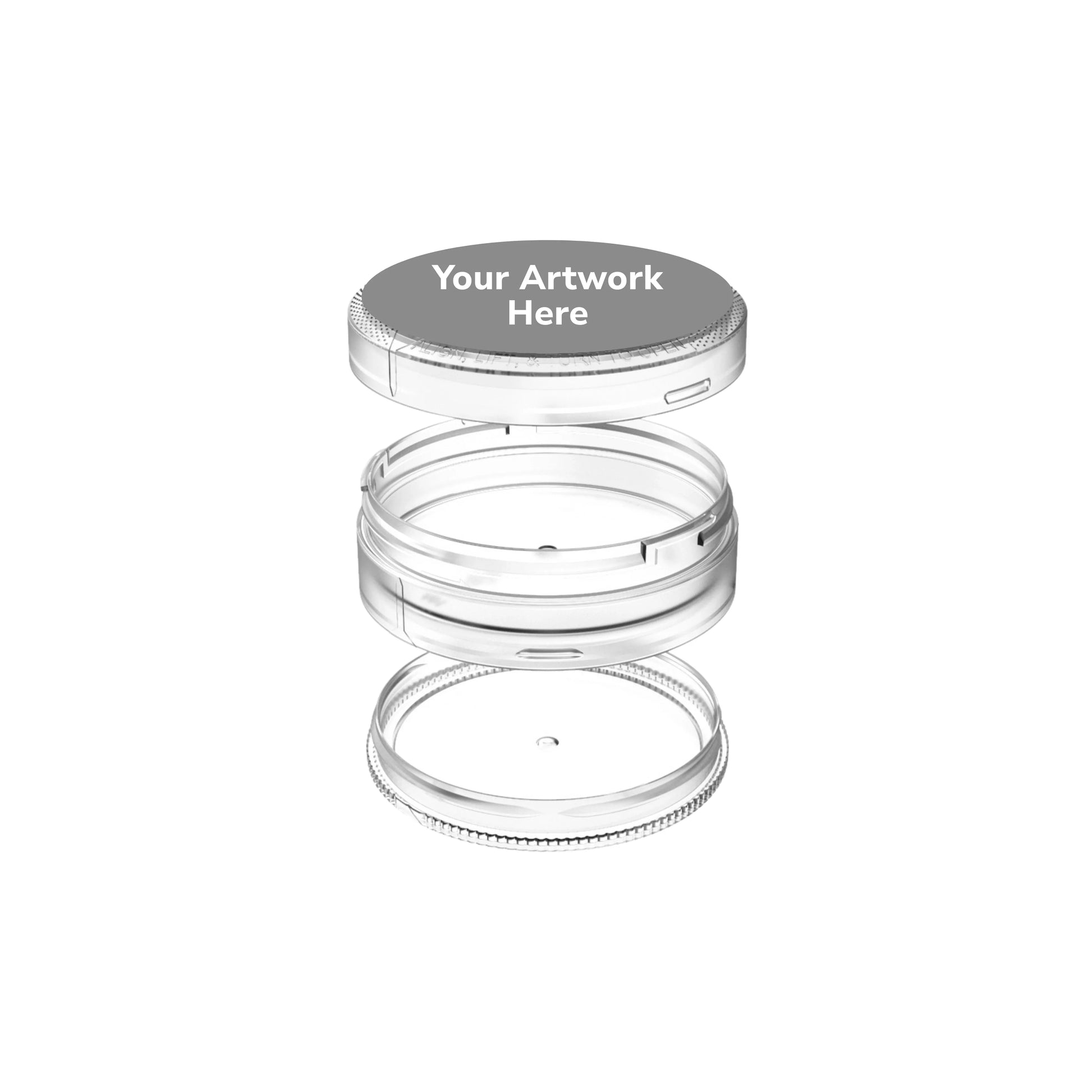 dual compartment pouch container gloss clear clear lid