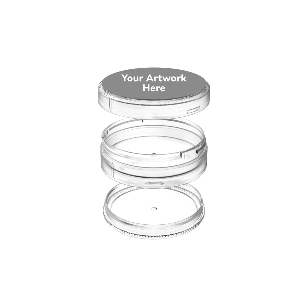 image dual compartment pouch container gloss clear white lid