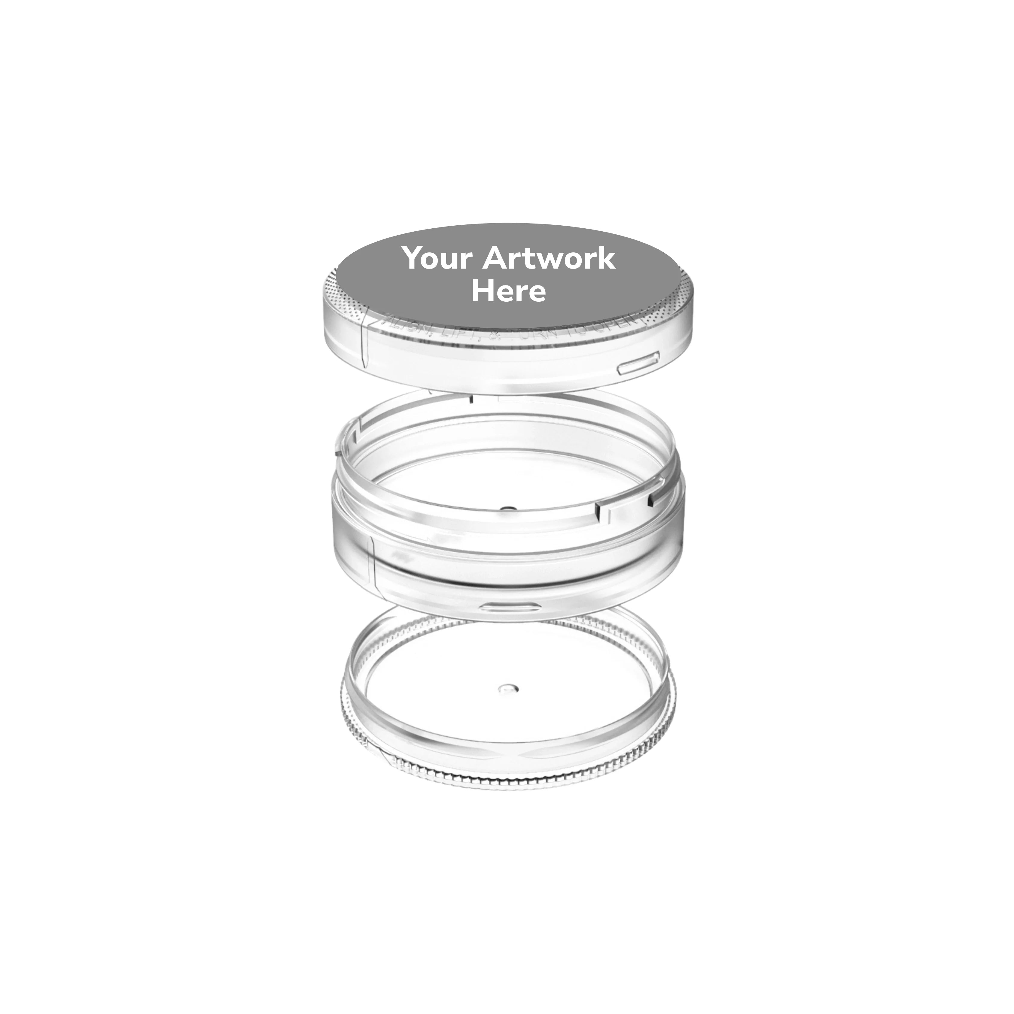 dual compartment pouch container gloss clear white lid