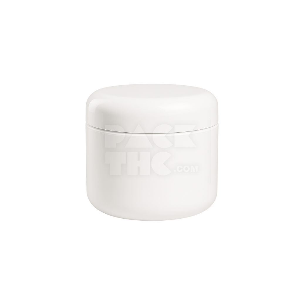 4OZ DOME JARS - WHITE WITH WHITE CAP - (100 COUNT) Pack THC