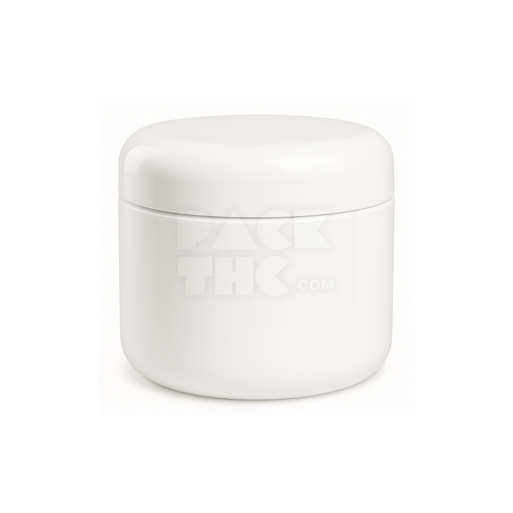 8OZ DOME JARS - WHITE WITH WHITE CAP - (100 COUNT) Pack THC