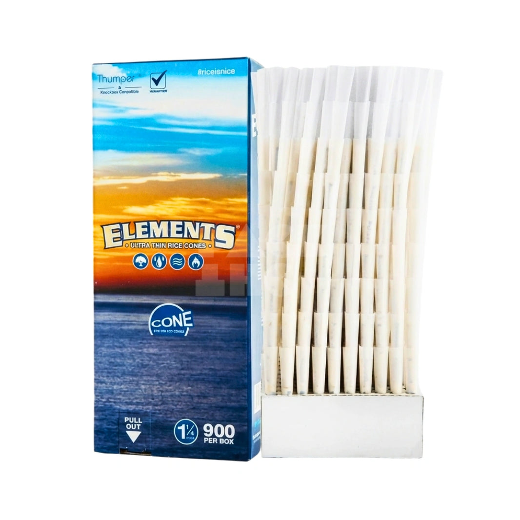 image King Size White Elements Rice Paper Cones | Pre-Rolled – Bulk Case (900 Count)