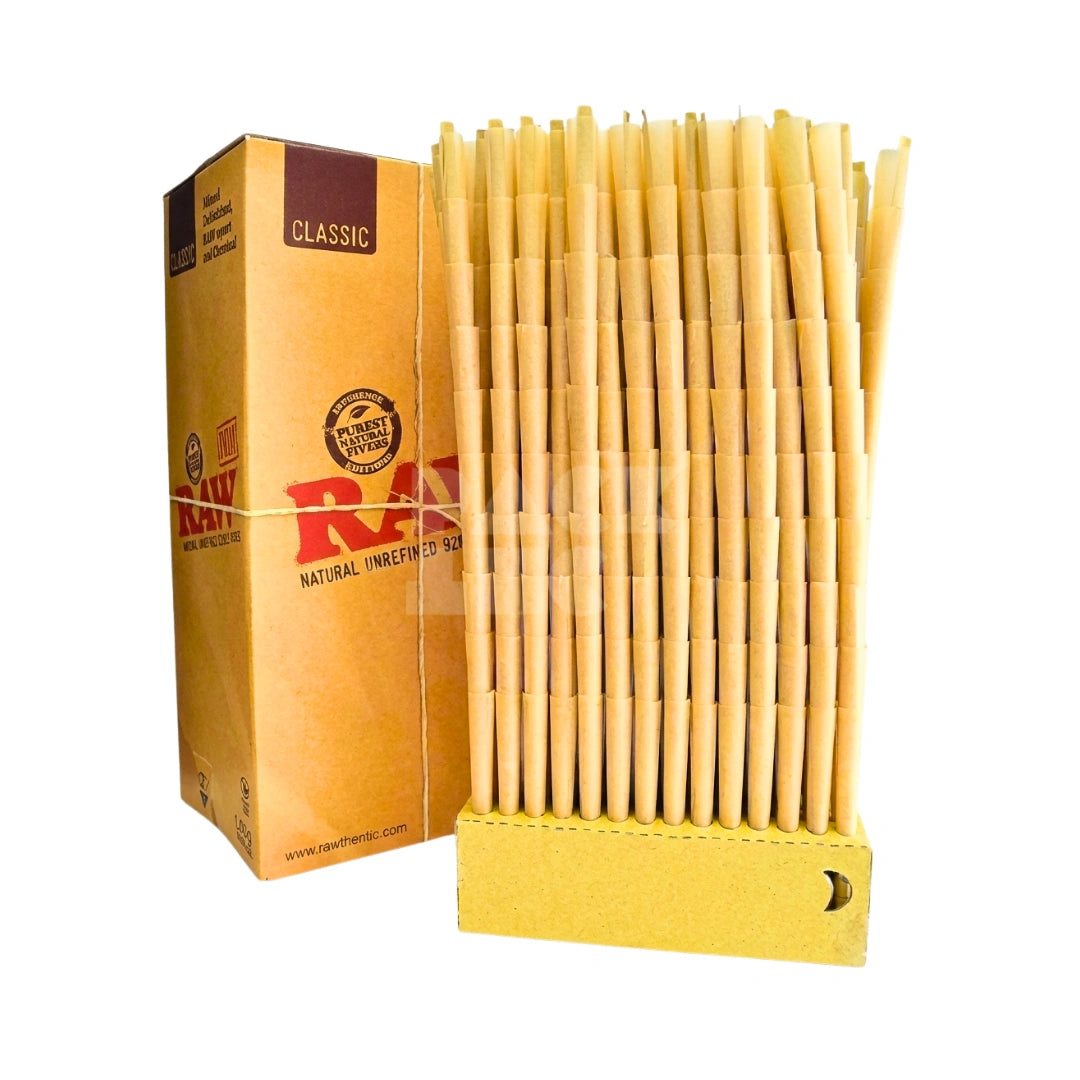 King Size White RAW Classic Paper Cones | Pre-Rolled – Bulk Case (1400 Count)