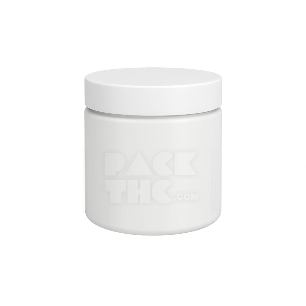 8OZ PLASTIC JAR WITH SMOOTH CAP - WHITE WITH WHITE LID - (200 COUNT) Pack THC