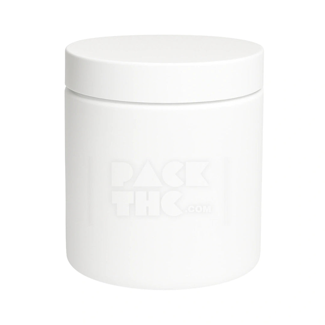 16OZ PLASTIC JAR WITH SMOOTH CAP - WHITE WITH WHITE LID - (80 COUNT) Pack THC