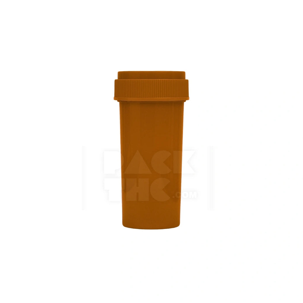 20 DRAM PUSH & TURN REVERSE CAP BOTTLES - AMBER - (240 COUNT) Pack THC