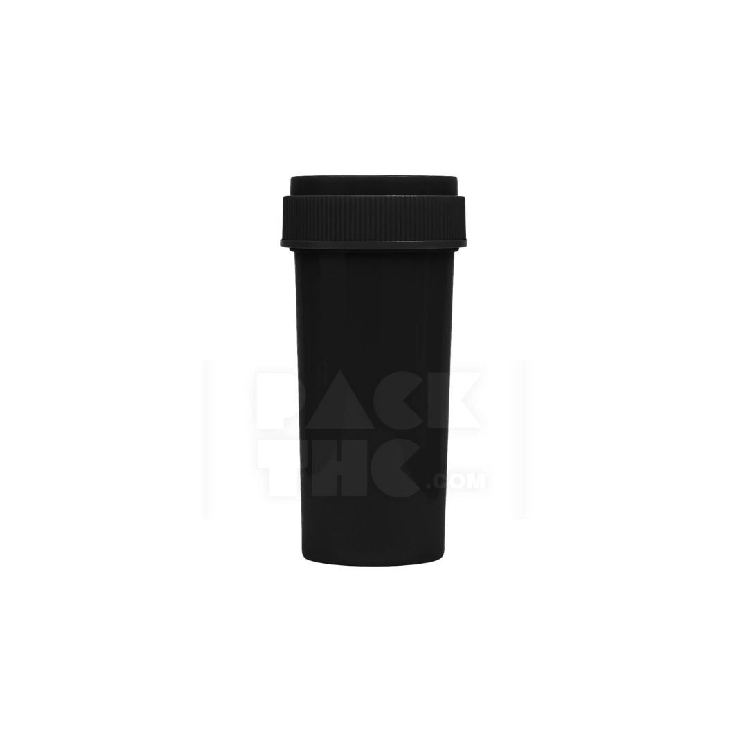 20 dram push turn reverse cap bottles black