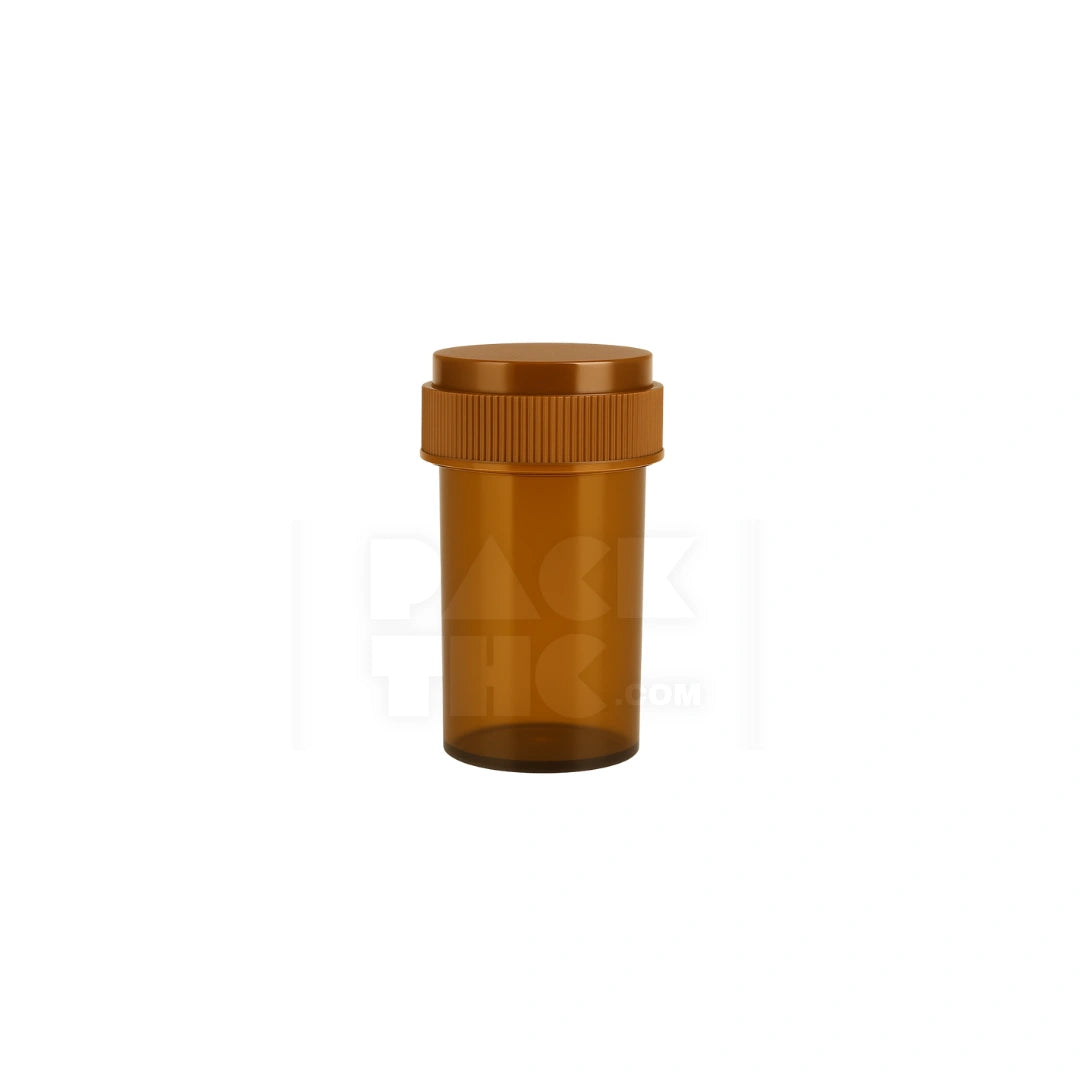 8 dram push turn reverse cap bottles amber