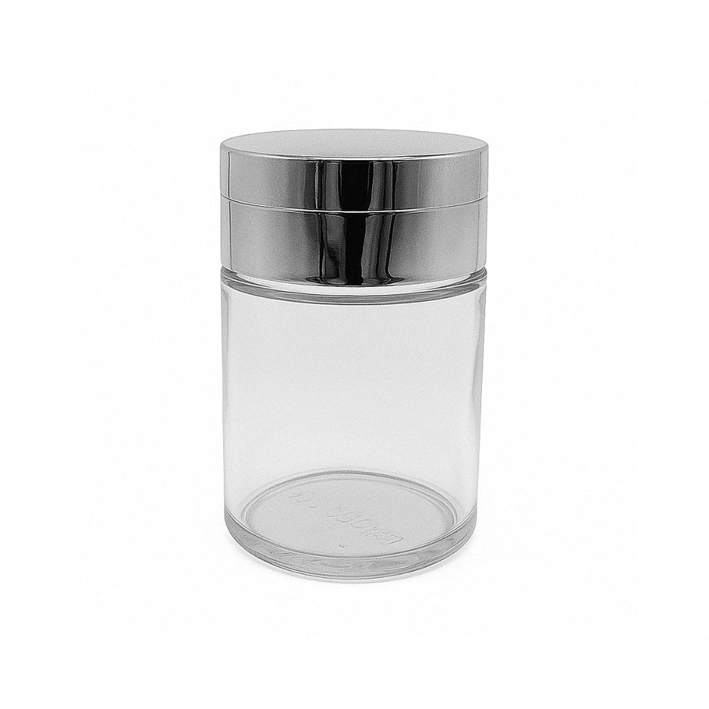 SPICE GRINDER WITH 4OZ STORAGE JAR - METALLIC SILVER | PackTHC - (100)