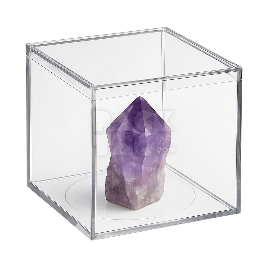 SQUARE ACRYLIC STORAGE BOX - 3 3⁄4 x 3 3⁄4 x 3 3⁄4 | PackTHC - (25)