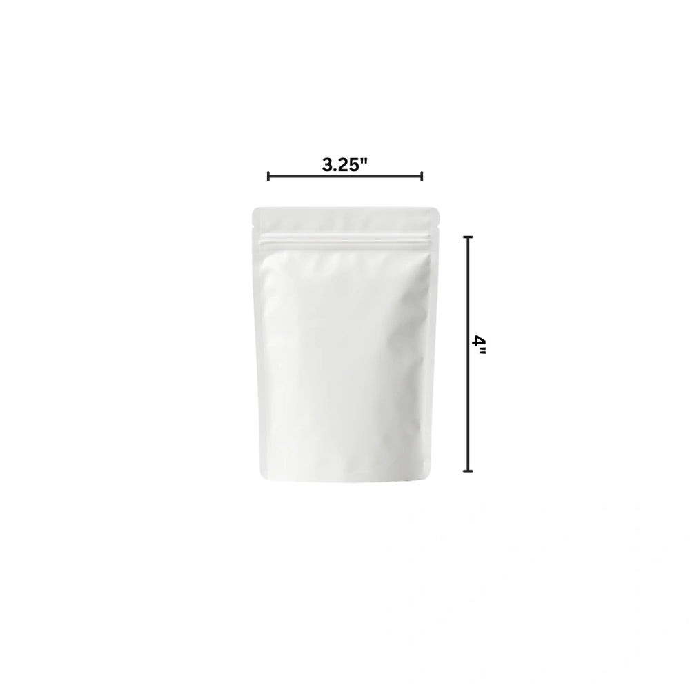 WHITE MYLAR BAGS - 1 Gram | Durable Fresh-Lock Pouch | PackTHC – (100 Count)