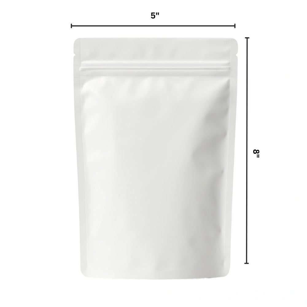 WHITE MYLAR BAGS - 1/2 oz | Durable Fresh-Lock Pouch | PackTHC – (100 Count)