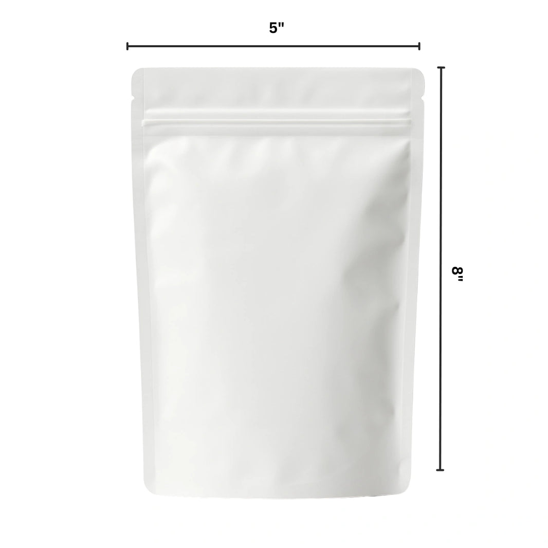 image WHITE MYLAR BAGS - 1 oz | Durable Fresh-Lock Pouch | PackTHC – (100 Count)