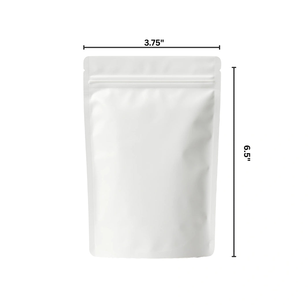 image WHITE MYLAR BAGS - 1/4 oz | Durable Fresh-Lock Pouch | PackTHC – (100 Count)