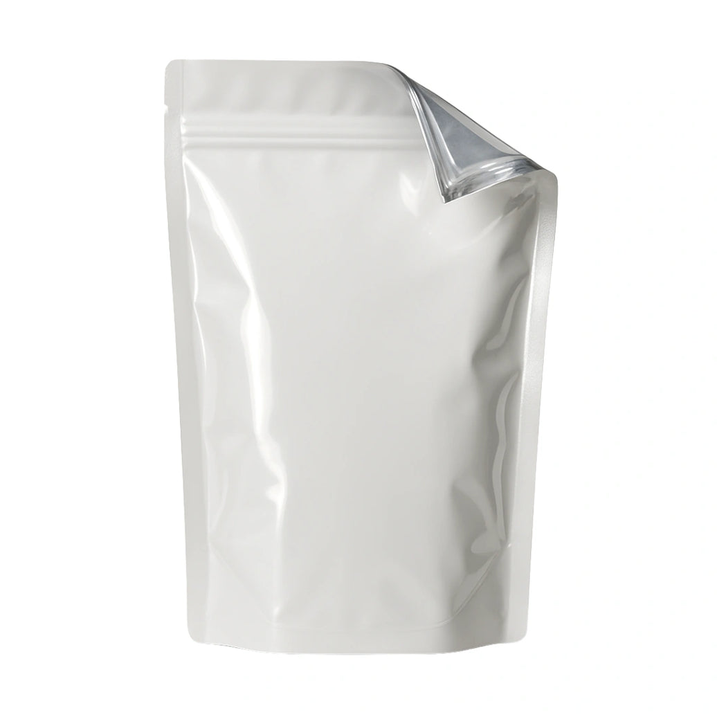 WHITE MYLAR BAGS - 1 oz | Durable Fresh-Lock Pouch | PackTHC – (100 Count)
