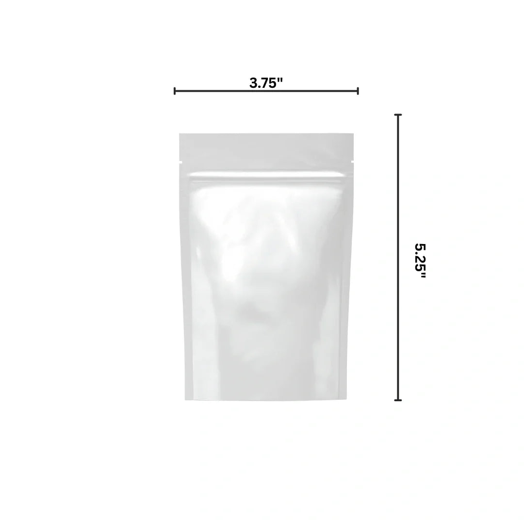 white mylar bags 1 8 oz