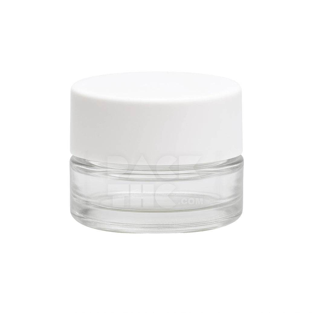 9 ML CR GLASS ROUND CONCENTRATE CONTAINER - WHITE LID - (360 COUNT) Pack THC