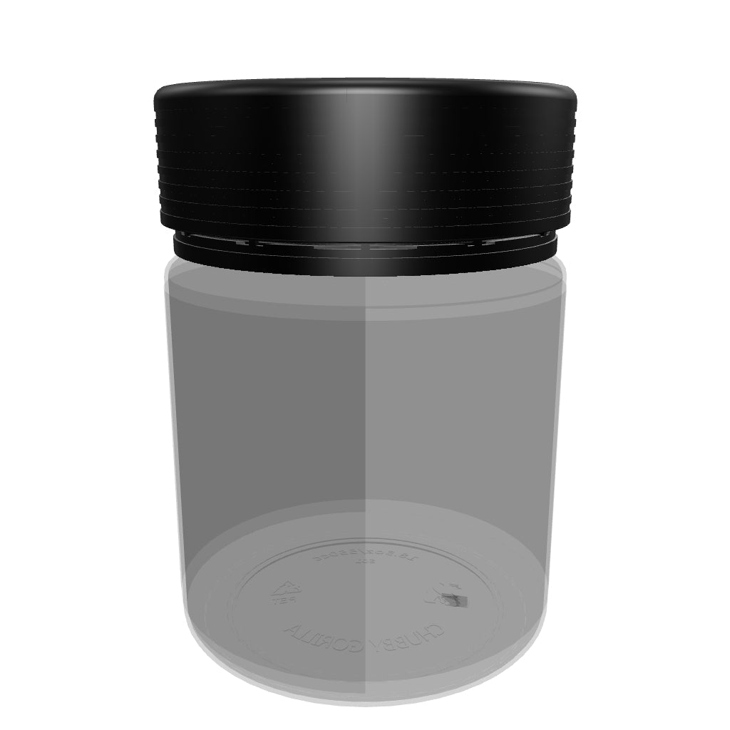 18-5oz Spiral Child Resistant XL Container Clear Black Lid - (60 count)